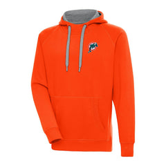 Miami Dolphins Adult Throwback Logo Victory Pullover Hoodie - Orange Hoodies
