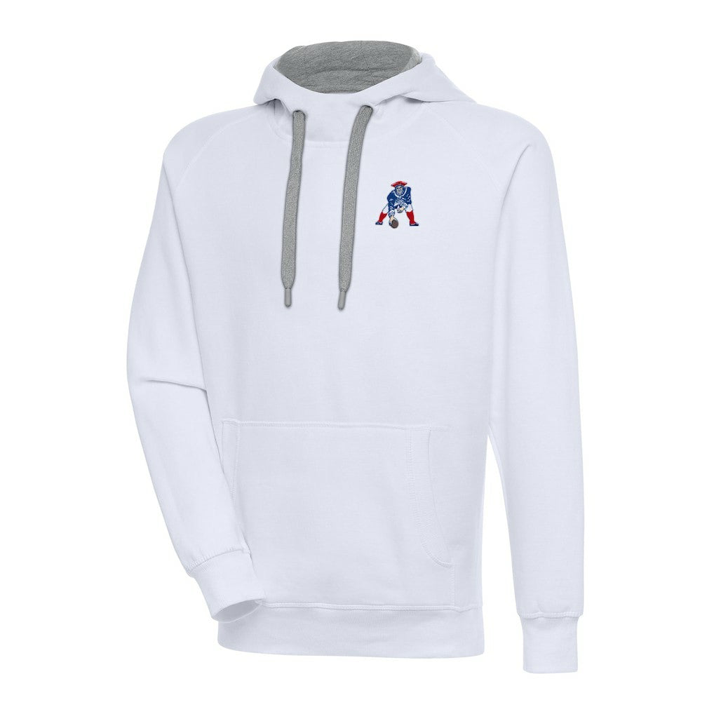 New England Patriots Adult Throwback Logo Victory Pullover Hoodie - White Hoodies
