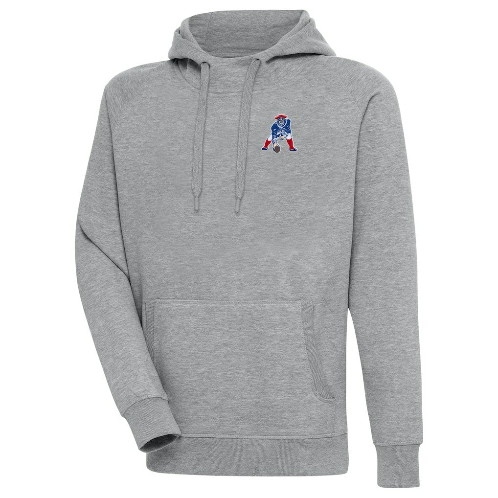 New England Patriots Adult Throwback Logo Victory Pullover Hoodie - Heather Gray Hoodies