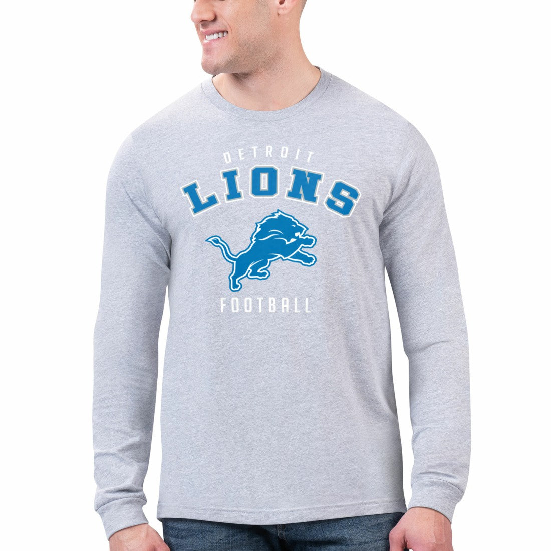 Detroit Lions Starter Logo Graphic Long Sleeve T-Shirt - Gray T-shirts