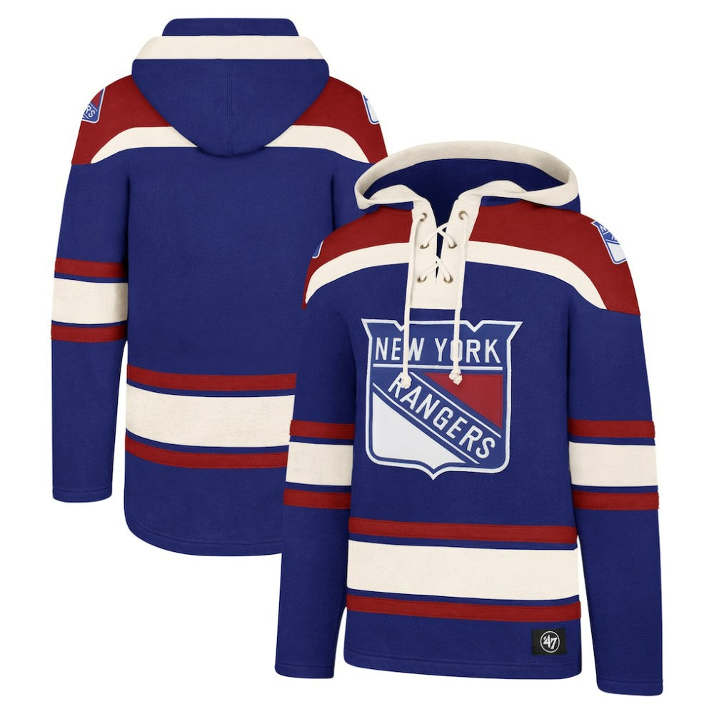 New York Rangers '47 Big & Tall Superior Lacer Pullover Hoodie - Blue | US 200683090
