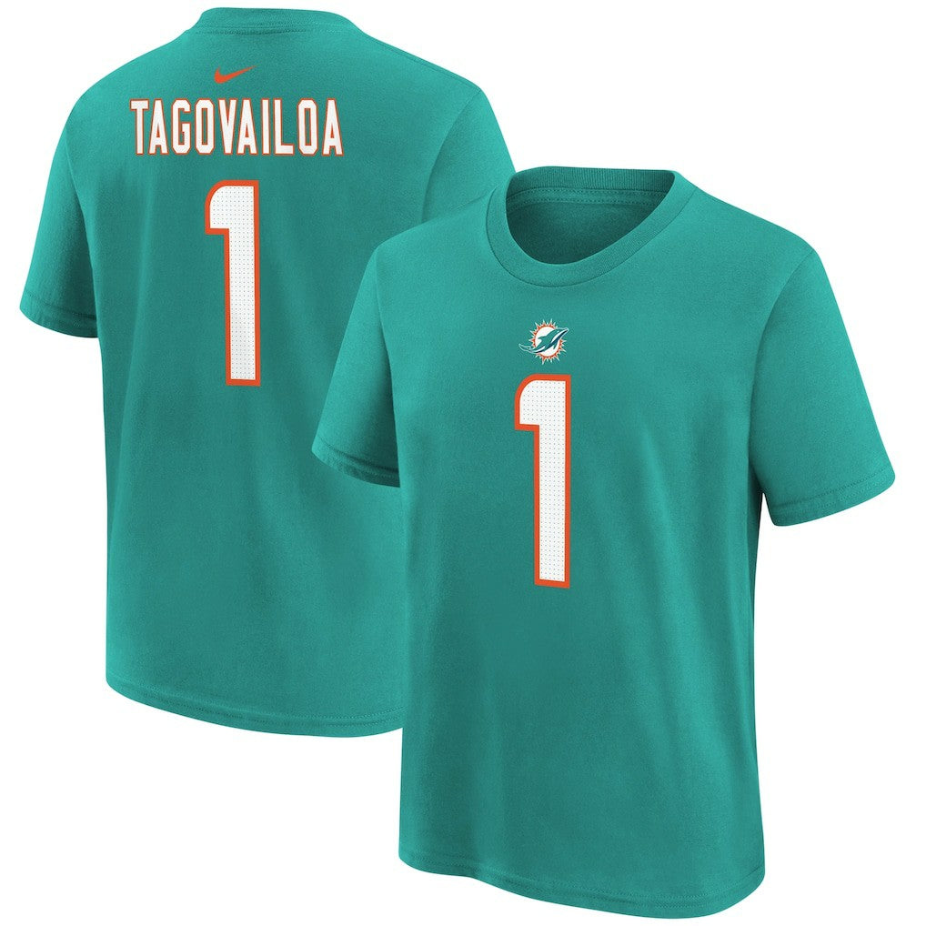 Tua Tagovailoa Miami Dolphins Preschool Player Name & Number T-Shirt - Aqua T-shirts