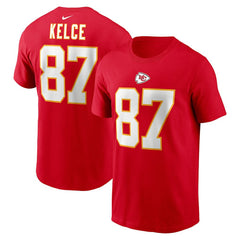 Travis Kelce Kansas City Chiefs Player Name & Number T-Shirt - Red T-shirts