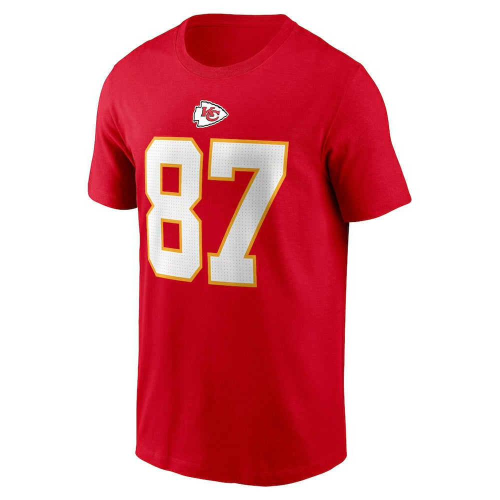 Travis Kelce Kansas City Chiefs Player Name & Number T-Shirt - Red T-shirts