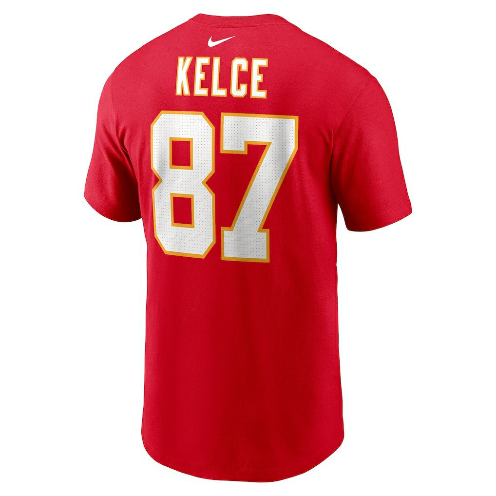 Travis Kelce Kansas City Chiefs Player Name & Number T-Shirt - Red T-shirts