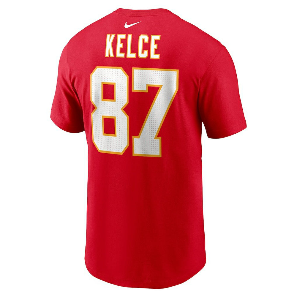 Travis Kelce Kansas City Chiefs Player Name & Number T-Shirt - Red T-shirts
