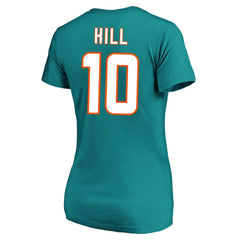 Tyreek Hill Miami Dolphins Women's Plus Size Fair Catch Name & Number Scoop Neck T-Shirt - Aqua T-shirts