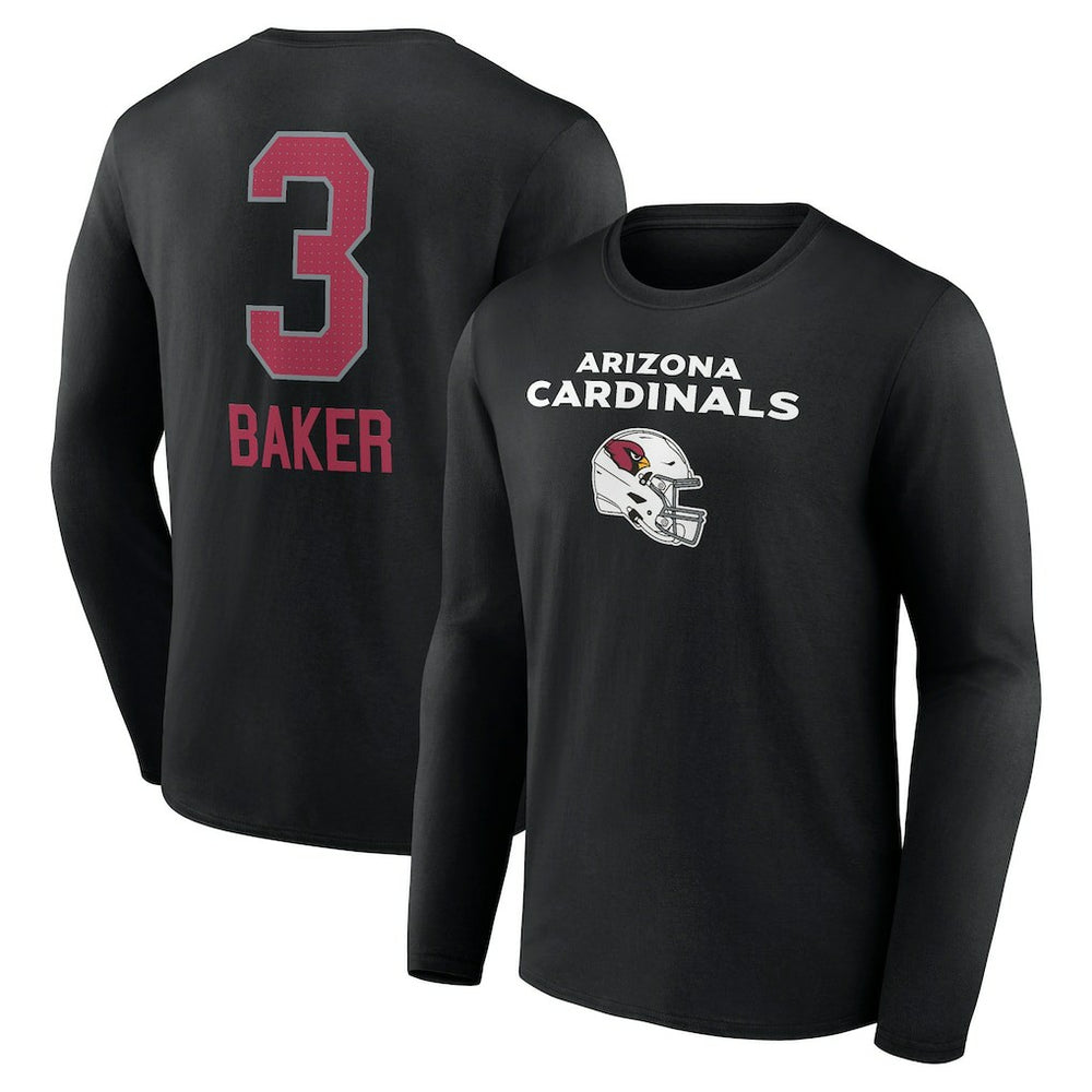 Budda Baker Arizona Cardinals Team Wordmark Player Name & Number Long Sleeve T-Shirt - Black T-shirts