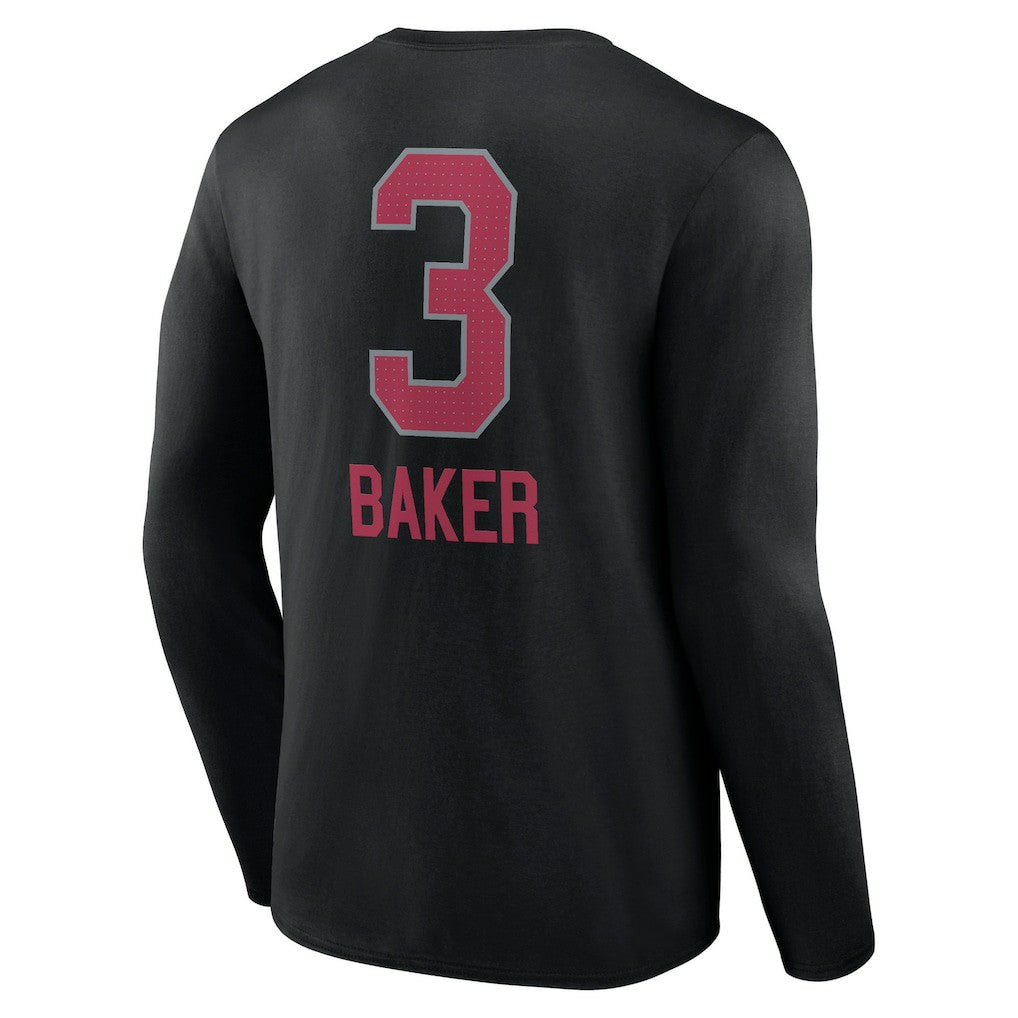 Budda Baker Arizona Cardinals Team Wordmark Player Name & Number Long Sleeve T-Shirt - Black T-shirts