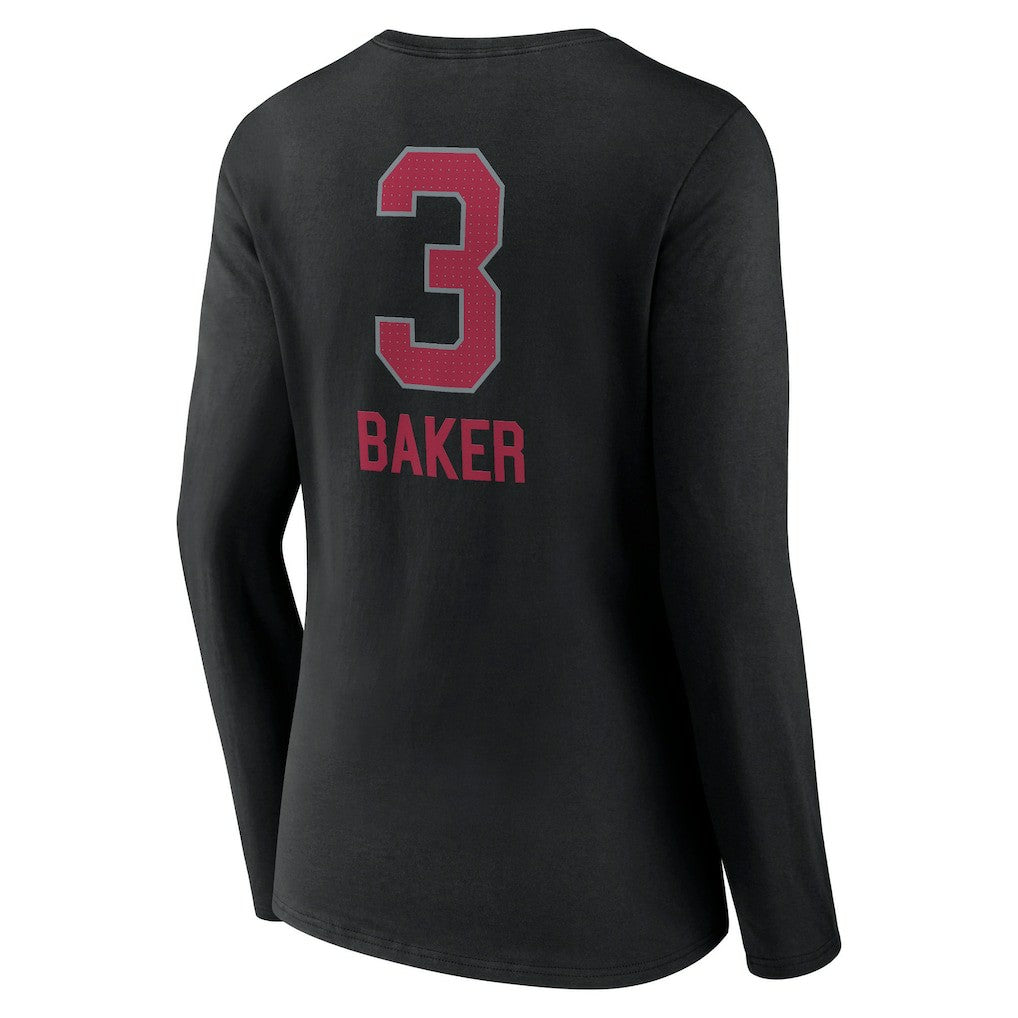 Budda Baker Arizona Cardinals Women's Team Wordmark Player Name & Number Long Sleeve V-Neck T-Shirt - Black T-shirts