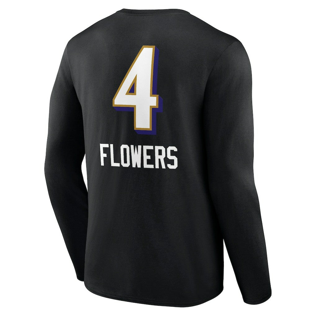 Zay Flowers Baltimore Ravens Team Wordmark Player Name & Number Long Sleeve T-Shirt - Black T-shirts