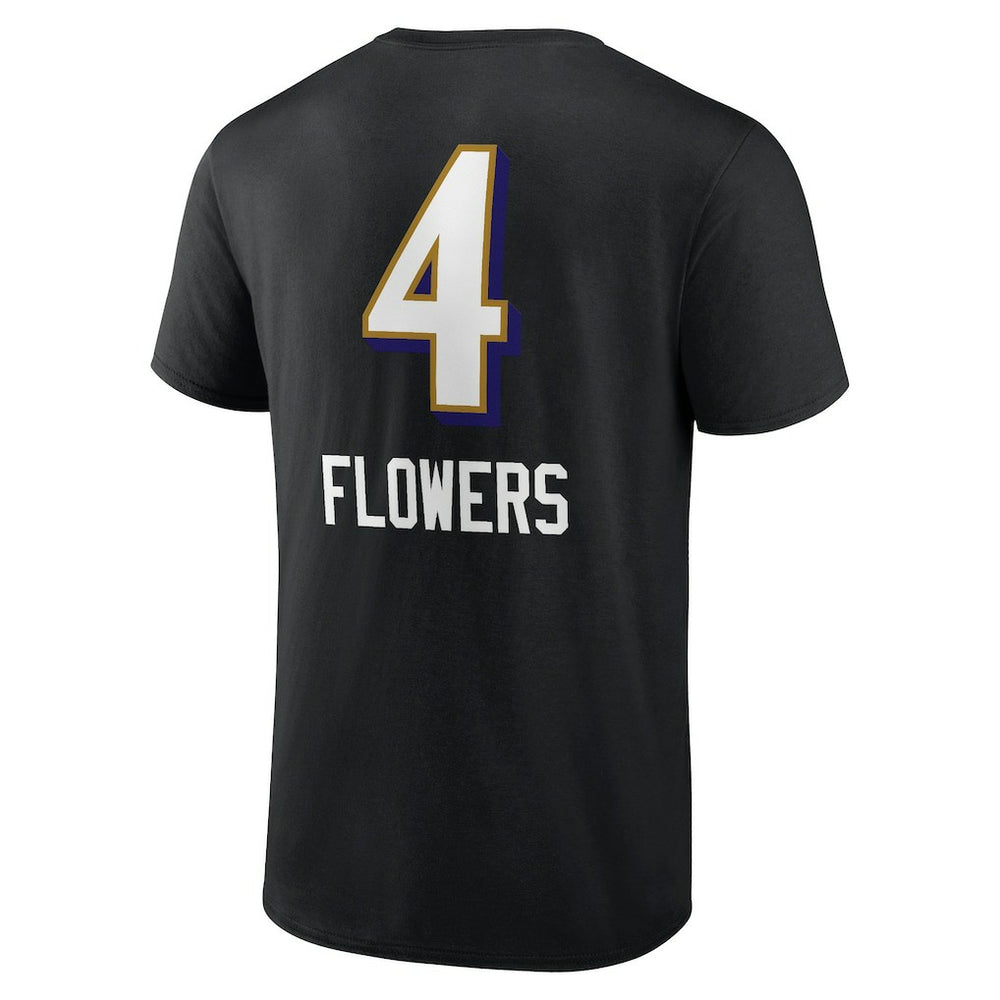 Zay Flowers Baltimore Ravens Team Wordmark Player Name & Number T-Shirt - Black T-shirts