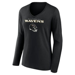 Zay Flowers Baltimore Ravens Women's Team Wordmark Player Name & Number Long Sleeve V-Neck T-Shirt - Black T-shirts