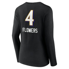 Zay Flowers Baltimore Ravens Women's Team Wordmark Player Name & Number Long Sleeve V-Neck T-Shirt - Black T-shirts