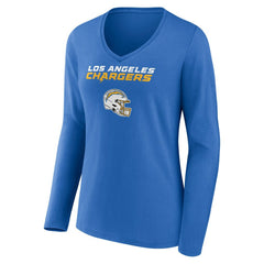 Derwin James Jr. Los Angeles Chargers Women's Team Wordmark Player Name & Number Long Sleeve V-Neck T-Shirt - Powder Blue T-shirts