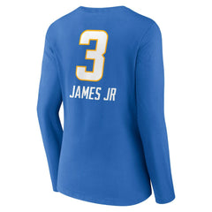 Derwin James Jr. Los Angeles Chargers Women's Team Wordmark Player Name & Number Long Sleeve V-Neck T-Shirt - Powder Blue T-shirts