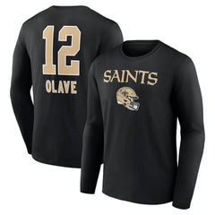 Chris Olave New Orleans Saints Team Wordmark Player Name & Number Long Sleeve T-Shirt - Black T-shirts