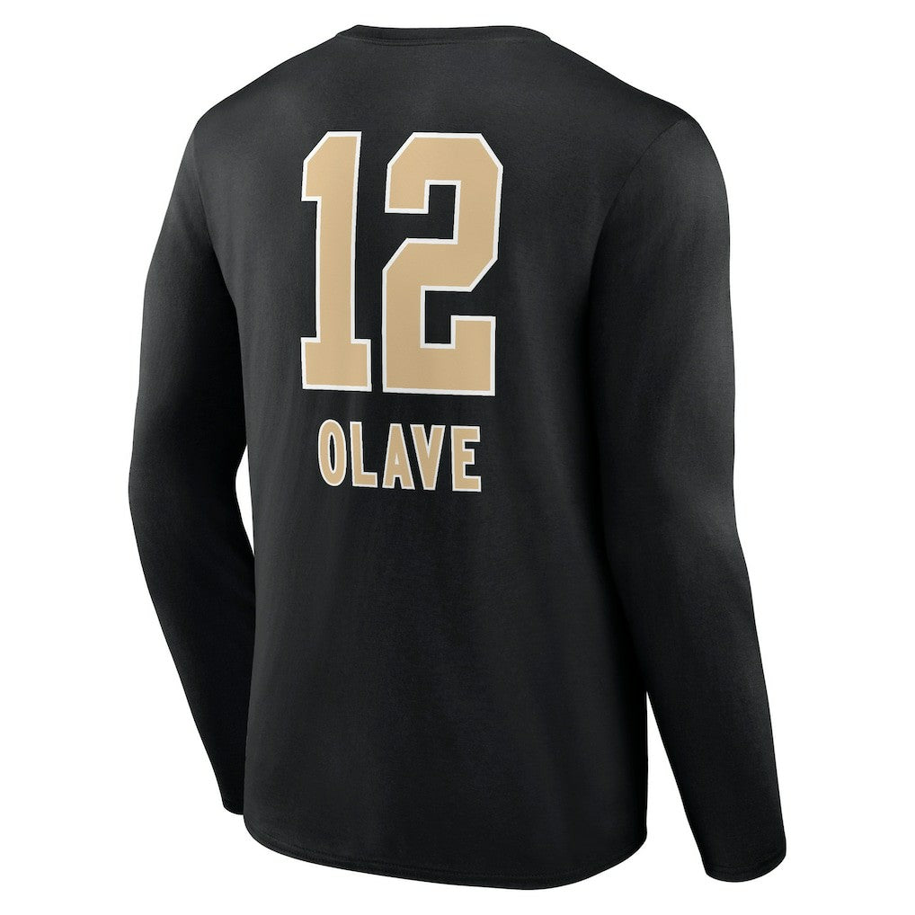 Chris Olave New Orleans Saints Team Wordmark Player Name & Number Long Sleeve T-Shirt - Black T-shirts