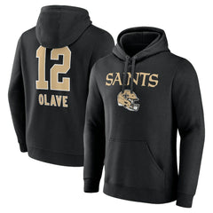 Chris Olave New Orleans Saints Team Wordmark Player Name & Number Pullover Hoodie - Black Hoodies