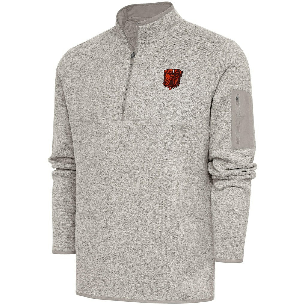 Cleveland Browns Antigua Fortune Quarter-Zip Pullover Jacket - Oatmeal Pullover