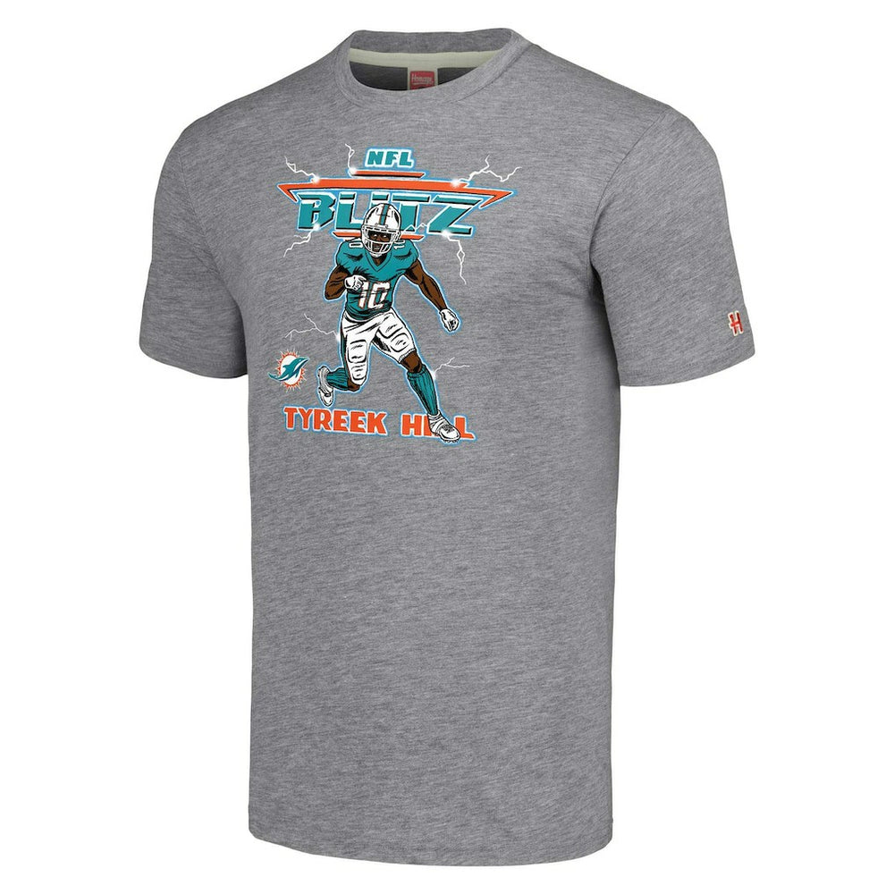 Tyreek Hill Miami Dolphins Homage Unisex NFL Blitz Player Tri-Blend T-Shirt - Gray T-shirts