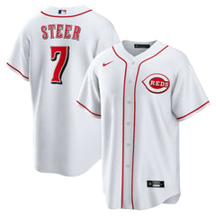 Spencer Steer Cincinnati Reds Nike Home Replica Jersey - White Jerseys