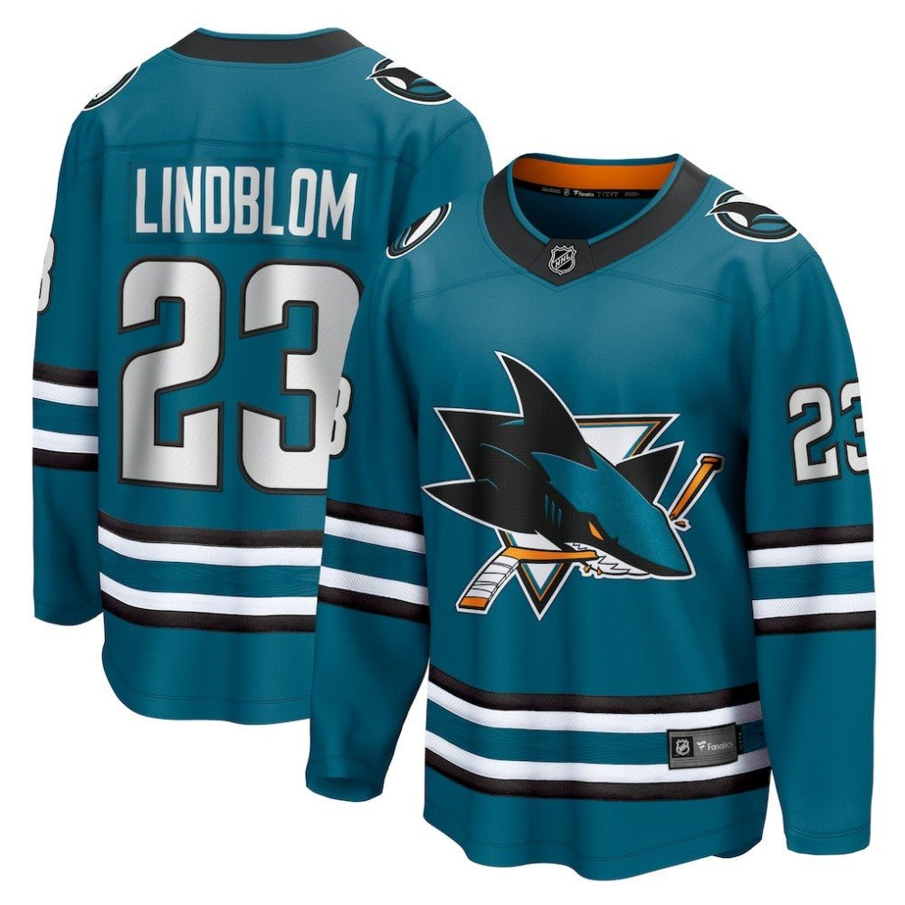 Oskar Lindblom San Jose Sharks Fanatics Home Breakaway Jersey - Teal | US 200723485