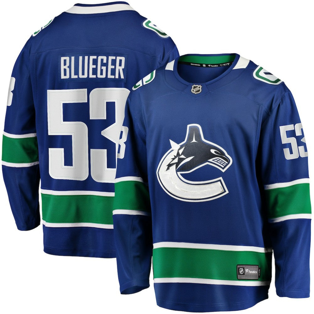 Teddy Blueger Vancouver Canucks Fanatics Home Breakaway Jersey - Blue | US 200723534