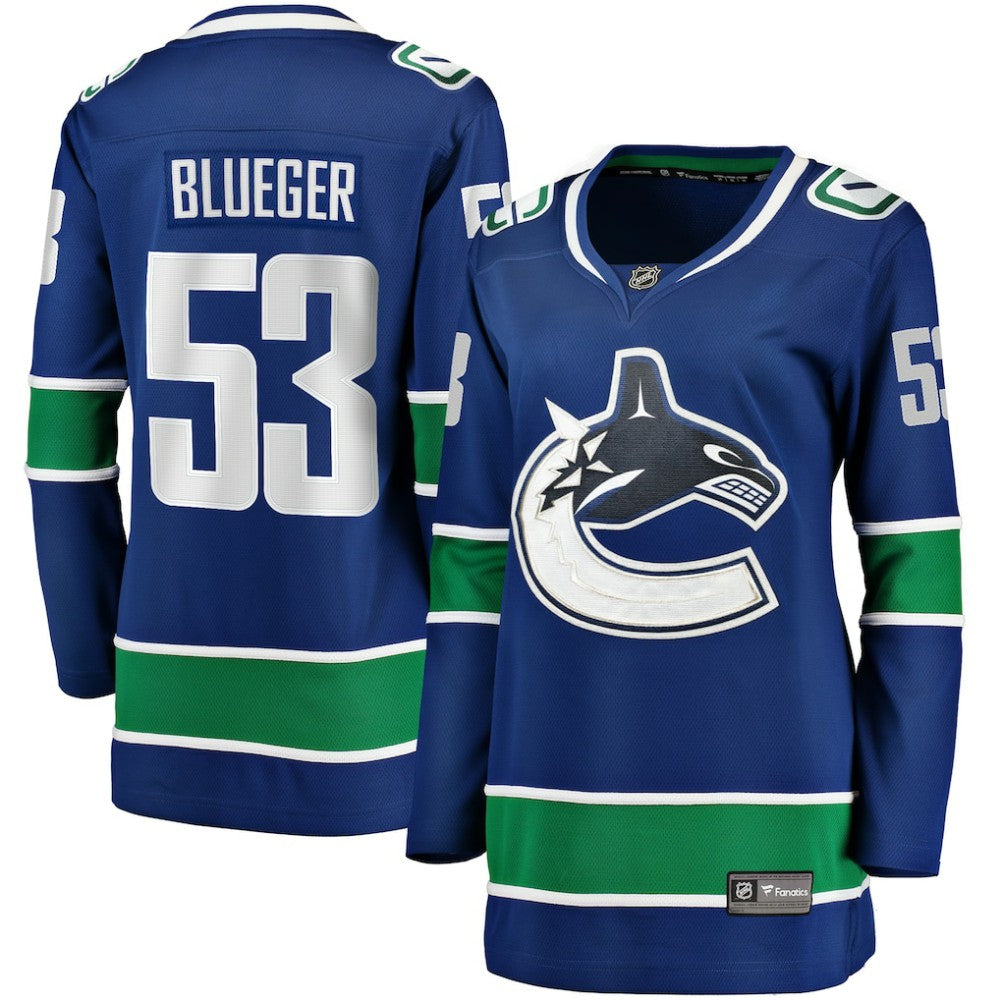 Teddy Blueger Vancouver Canucks Fanatics Women's Home Breakaway Player Jersey - Blue | US 200723535