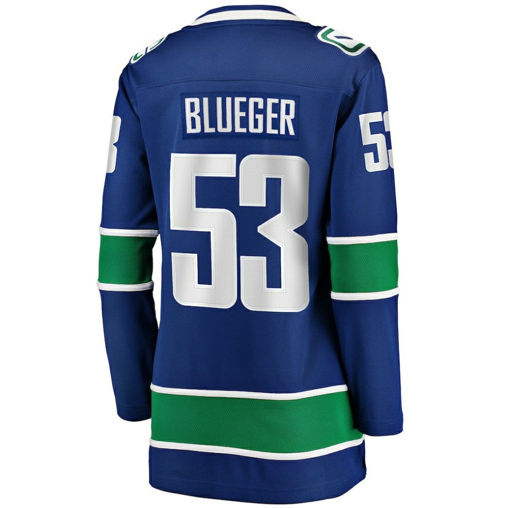 Teddy Blueger Vancouver Canucks Fanatics Women's Home Breakaway Player Jersey - Blue | US 200723535
