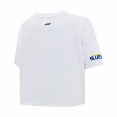 St. Louis Blues Pro Standard Women's Boxy Script Tail Cropped T-Shirt - White | US 200723682