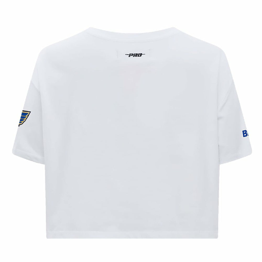 St. Louis Blues Pro Standard Women's Boxy Script Tail Cropped T-Shirt - White | US 200723682