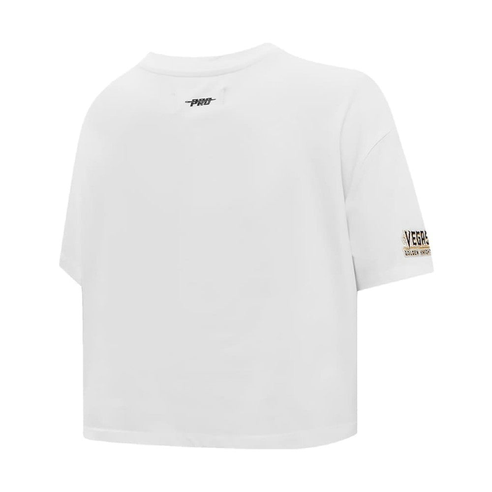 Vegas Golden Knights Pro Standard Women's Boxy Script Tail Cropped T-Shirt - White | US 200723734