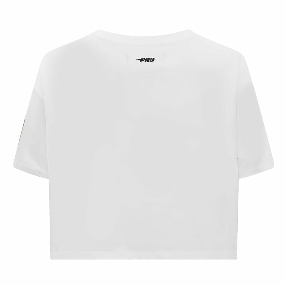 Vegas Golden Knights Pro Standard Women's Boxy Script Tail Cropped T-Shirt - White | US 200723734