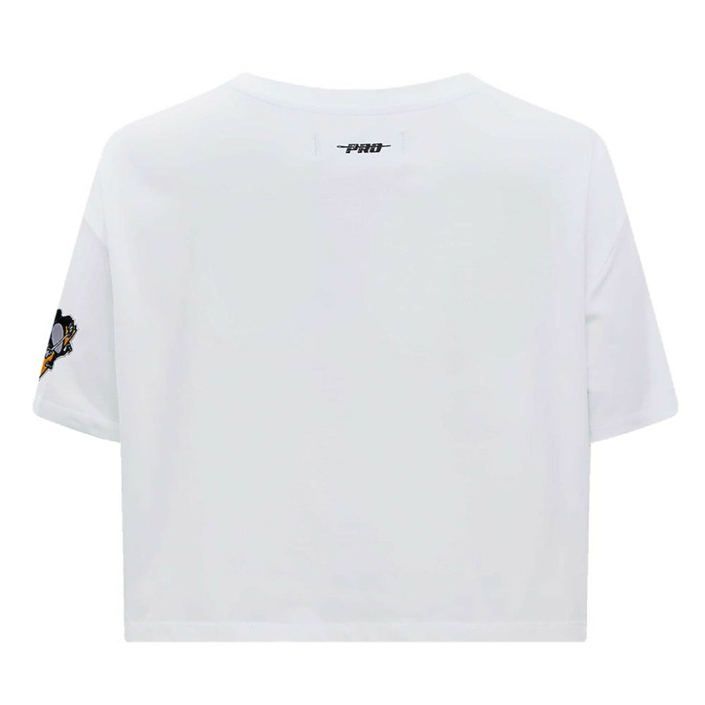 Pittsburgh Penguins Pro Standard Women's Boxy Script Tail Cropped T-Shirt - White | US 200723736