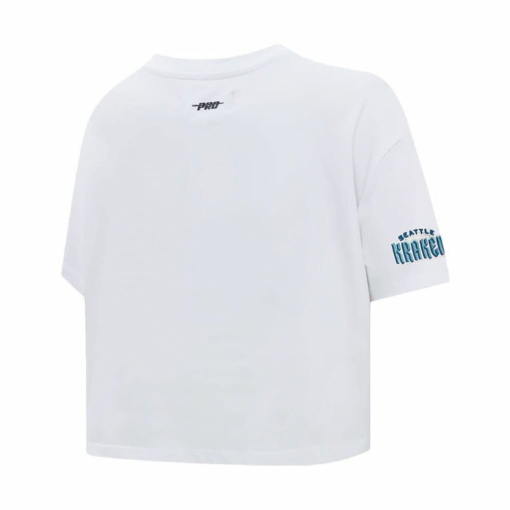 Seattle Kraken Pro Standard Women's Boxy Script Tail Cropped T-Shirt - White | US 200723739