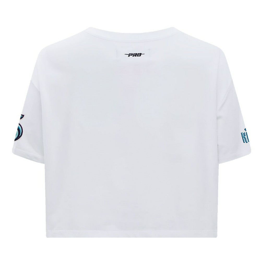 Seattle Kraken Pro Standard Women's Boxy Script Tail Cropped T-Shirt - White | US 200723739