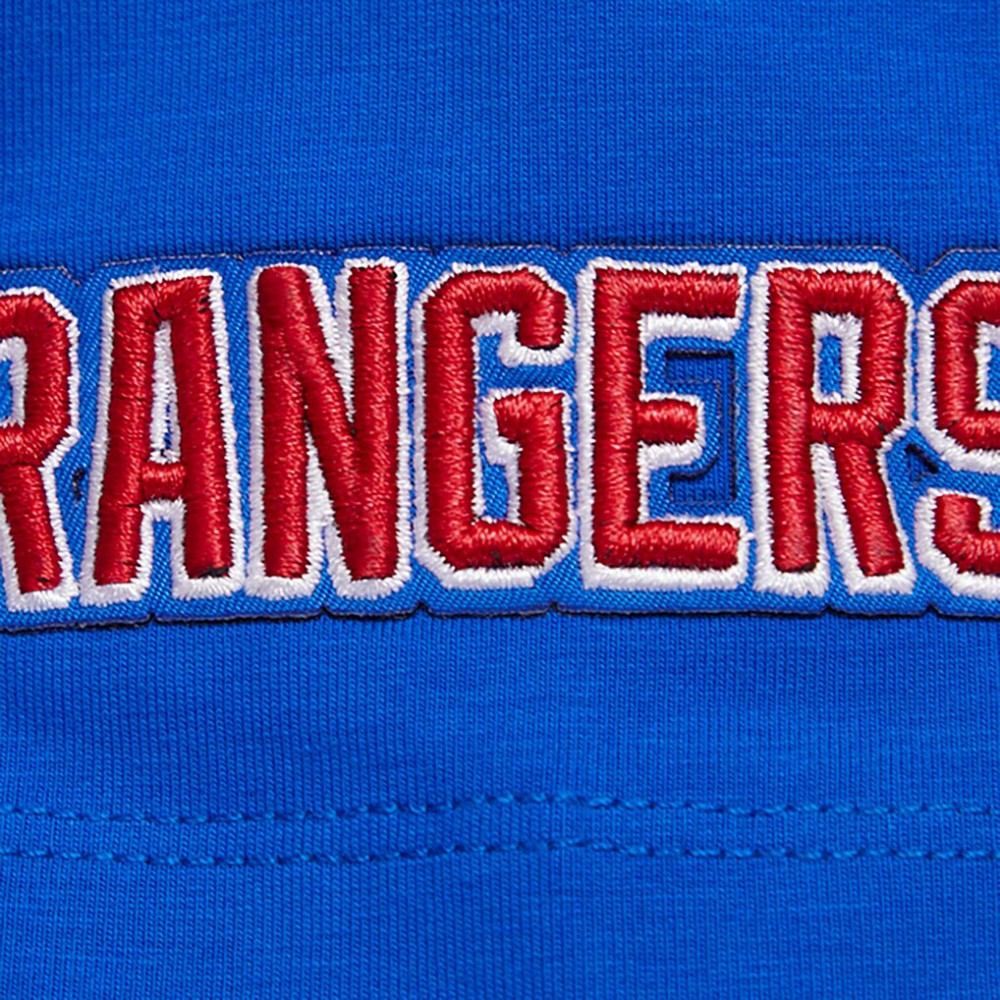 New York Rangers Pro Standard Women's Boxy Script Tail Cropped T-Shirt - Blue | US 200723744