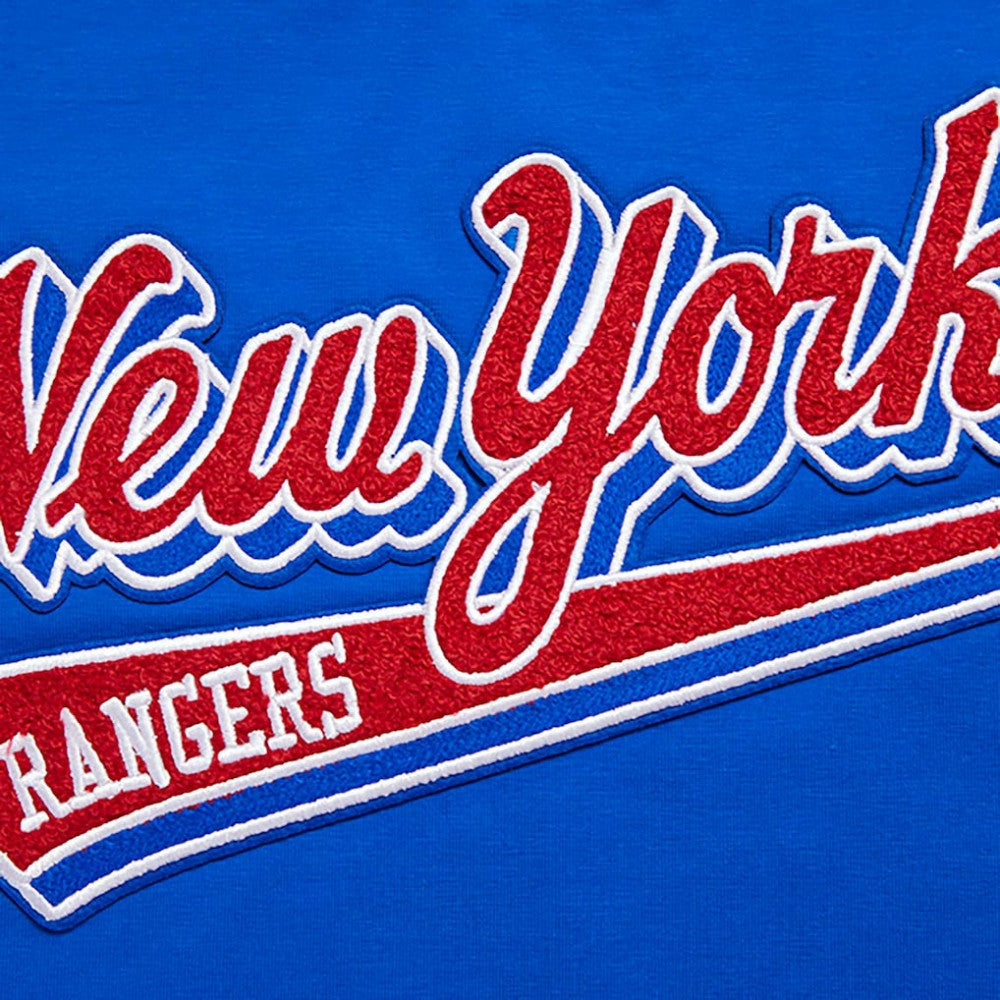 New York Rangers Pro Standard Women's Boxy Script Tail Cropped T-Shirt - Blue | US 200723744