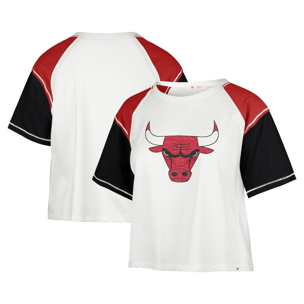 Chicago Bulls '47 Women's Premier Raglan Cropped T-Shirt Cream - 47 brand outlet