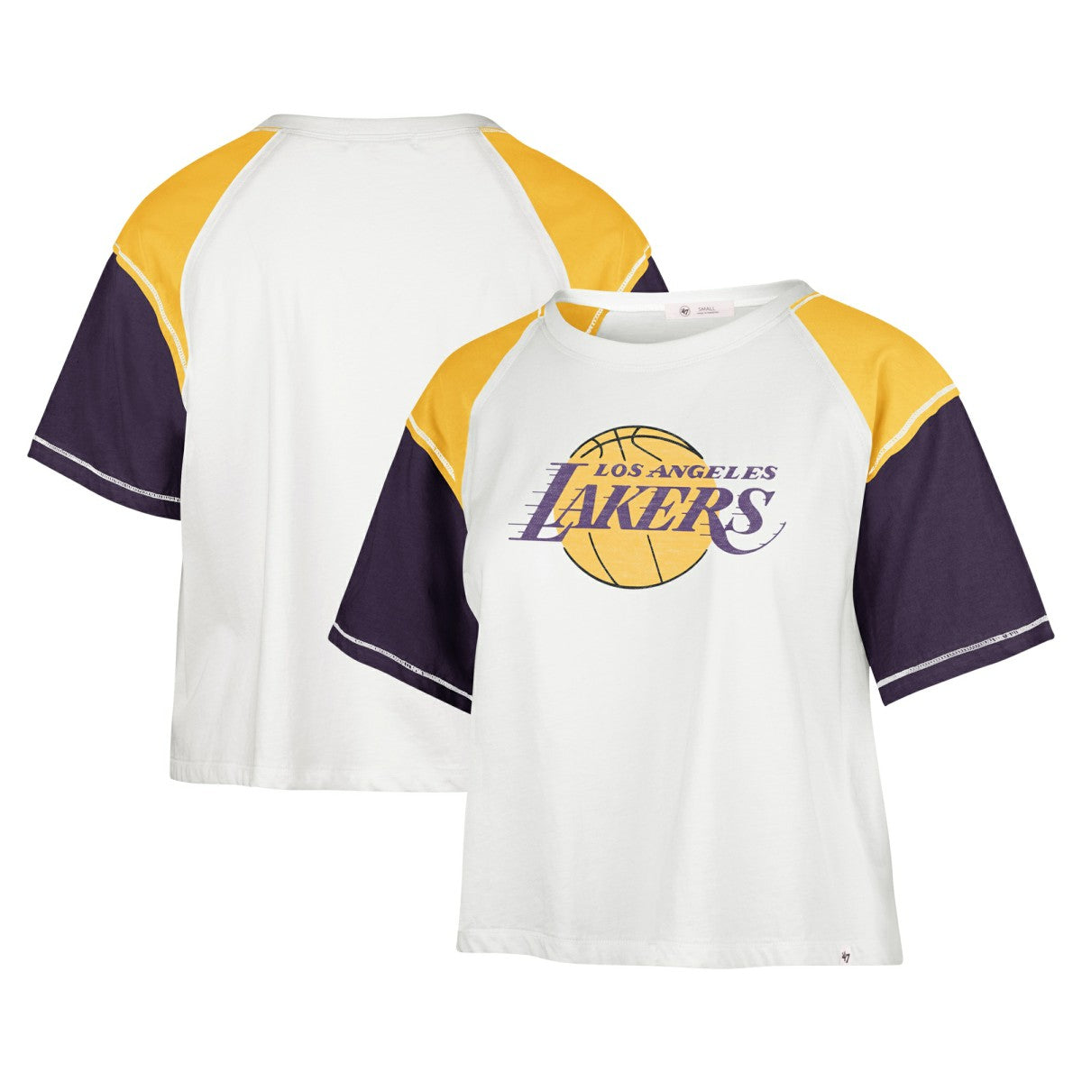 Los Angeles Lakers '47 Women's Premier Raglan Cropped T-Shirt Cream - 47 brand