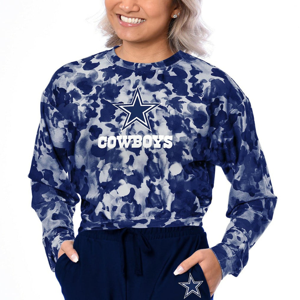 Dallas Cowboys Certo Women's Cropped Long Sleeve T-Shirt - Navy T-shirts