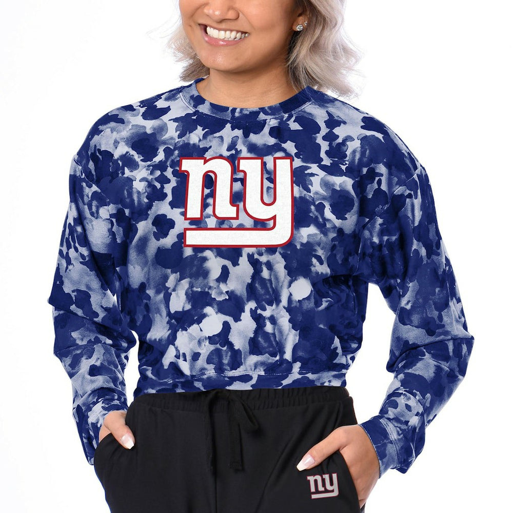 New York Giants Certo Women's Cropped Long Sleeve T-Shirt - Royal T-shirts