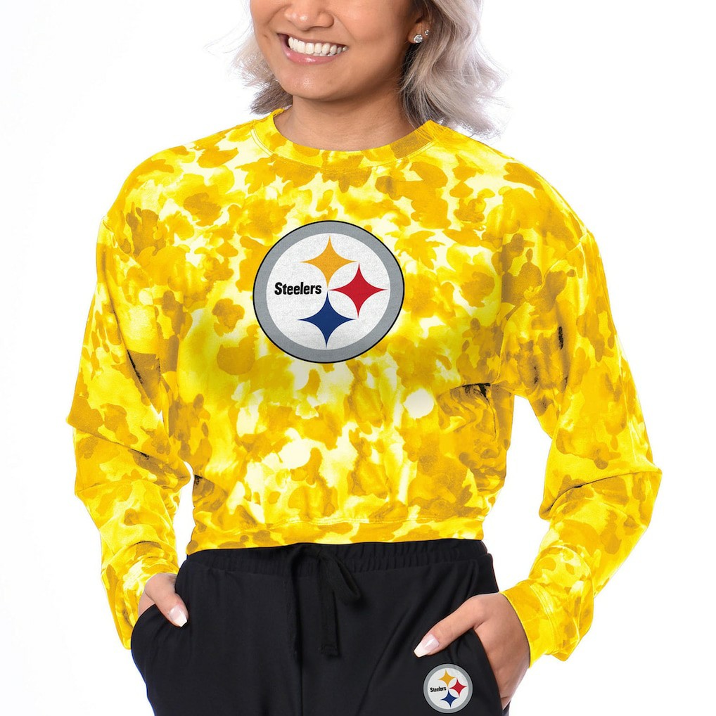 Pittsburgh Steelers Certo Women's Cropped Long Sleeve T-Shirt - Gold T-shirts
