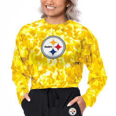 Pittsburgh Steelers Certo Women's Cropped Long Sleeve T-Shirt - Gold T-shirts
