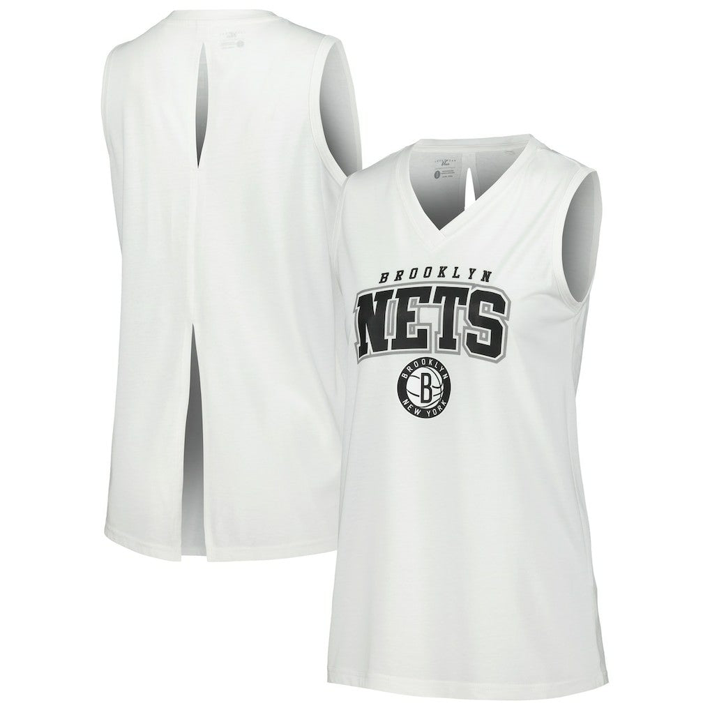 Brooklyn Nets Levelwear Women's Paisley Peekaboo Tank Top White