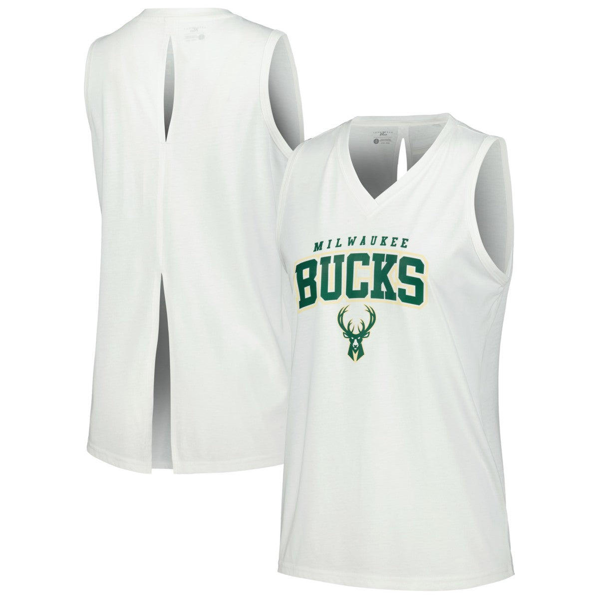 Milwaukee Bucks Levelwear Women's Paisley Peekaboo Tank Top White