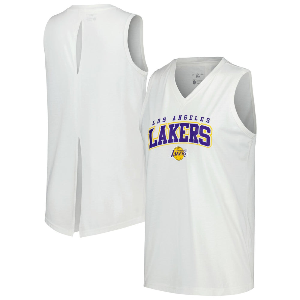 Los Angeles Lakers Levelwear Women's Paisley Peekaboo Tank Top White