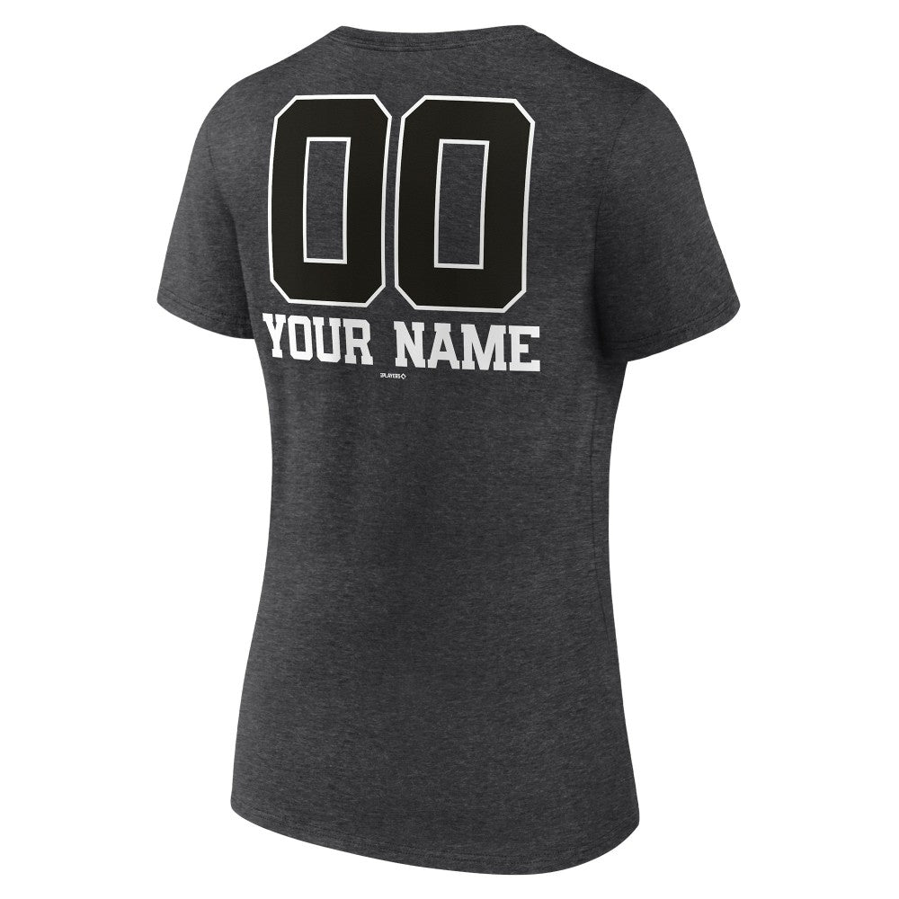 Milwaukee Brewers Women's Personalized Monochrome Name & Number V-Neck T-Shirt - Charcoal T-shirts