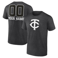 Minnesota Twins Personalized Monochrome Name & Number T-Shirt - Charcoal T-shirts